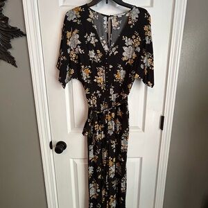 American Eagle Outfitters Black Floral Jumpsuit